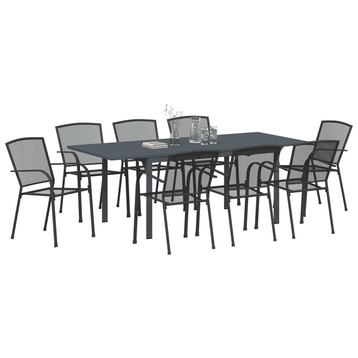Trädgårdsmöbelset 9 Pcs Antracit Stål