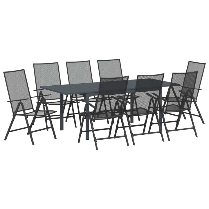 Trädgårdsmöbelset 9 Pcs Antracit Stål