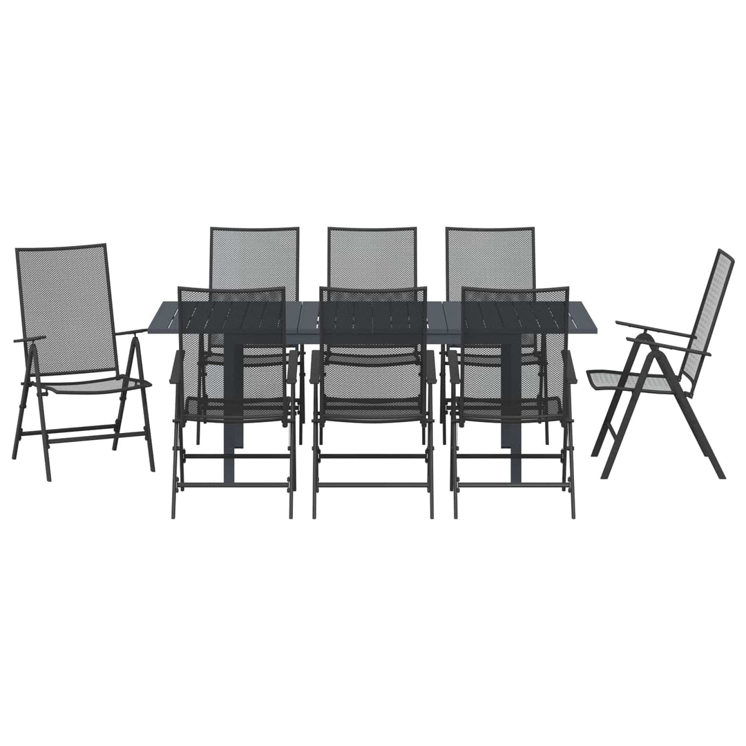 Trädgårdsmöbelset 9 Pcs Antracit Stål