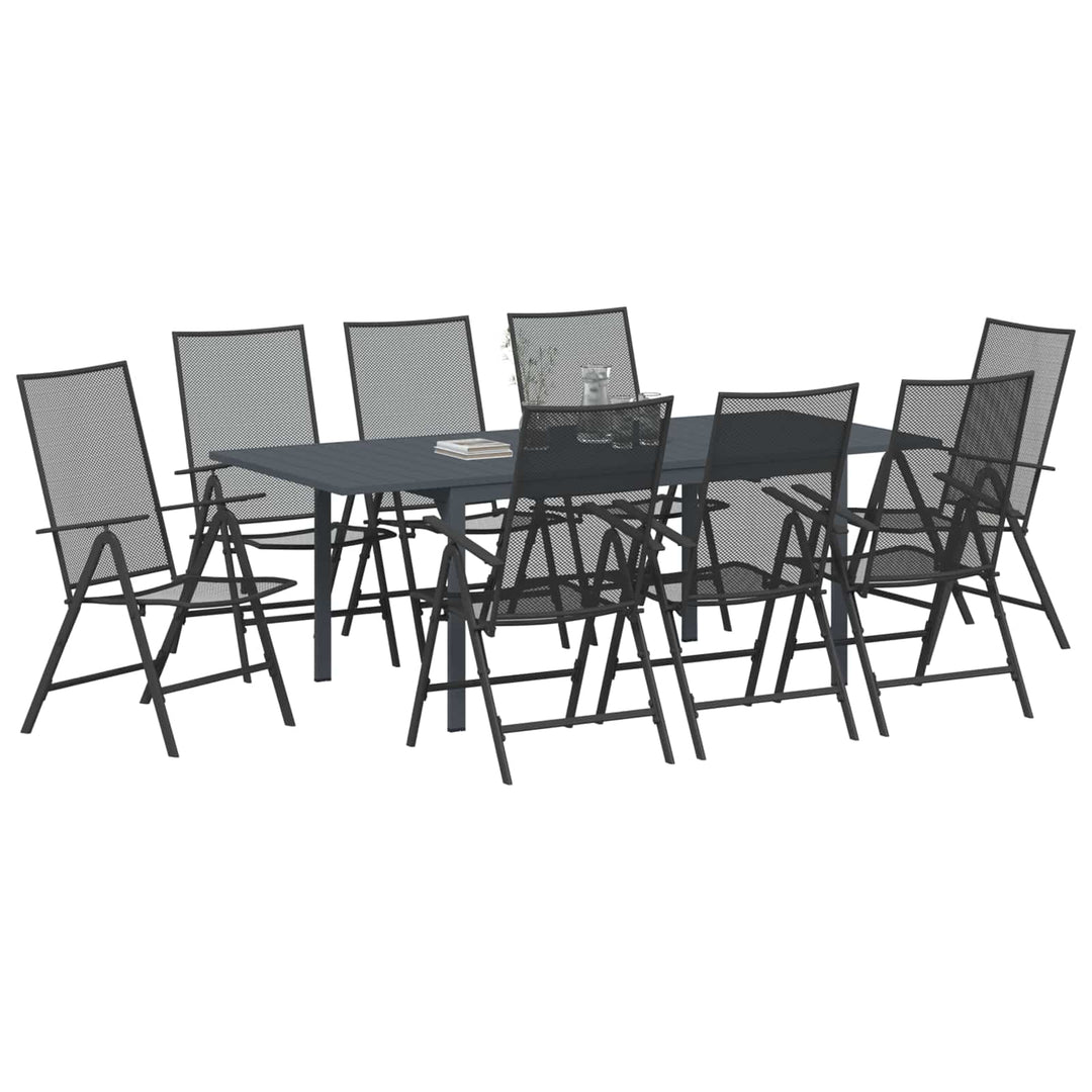 Trädgårdsmöbelset 9 Pcs Antracit Stål
