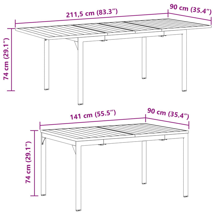 Trädgårdsmöbelset 9 Pcs Antracit Stål