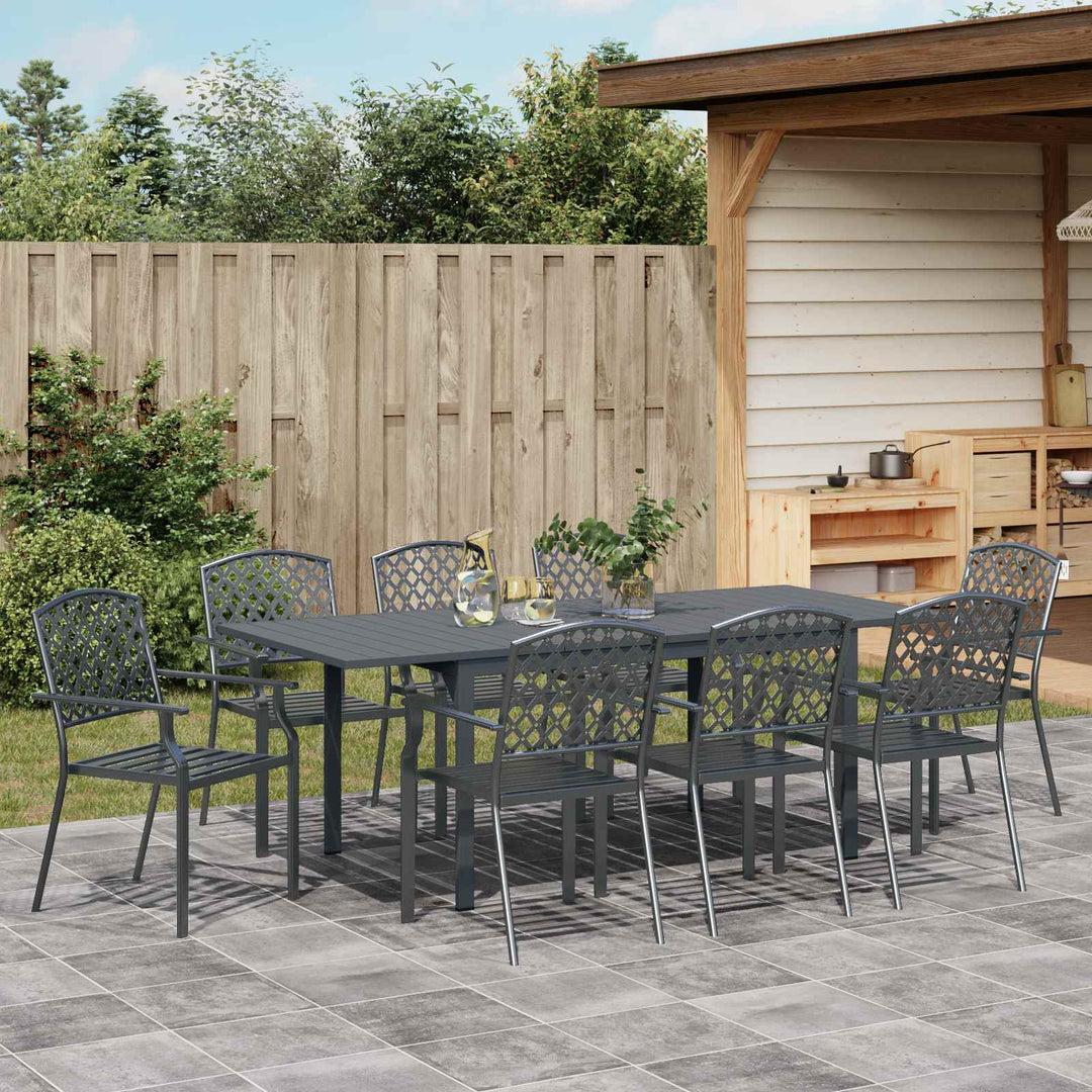 Trädgårdsmöbelset 9 Pcs Antracit Stål