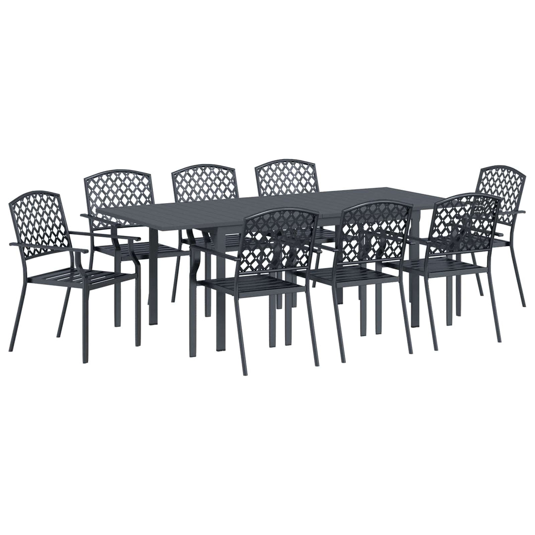 Trädgårdsmöbelset 9 Pcs Antracit Stål