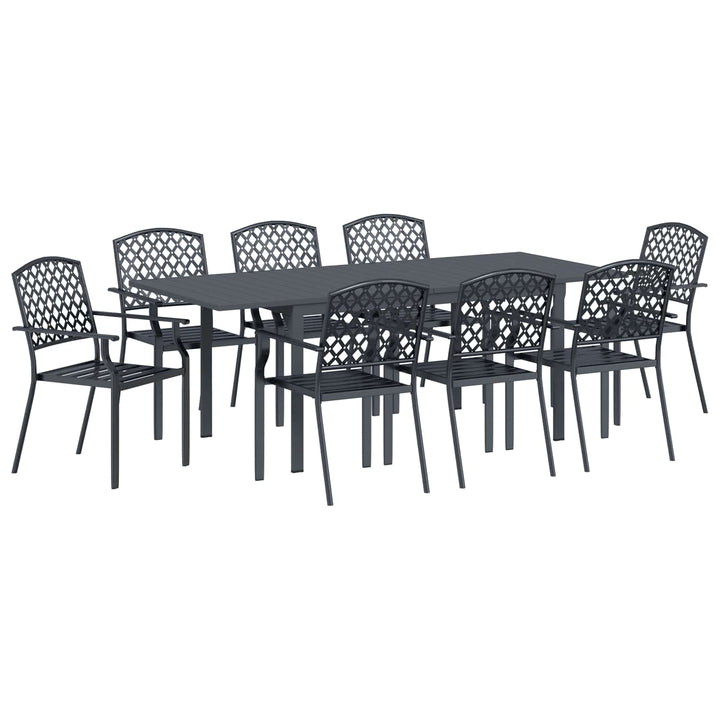 Trädgårdsmöbelset 9 Pcs Antracit Stål