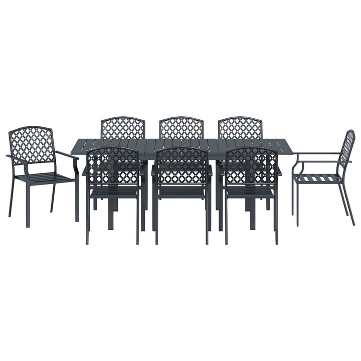Trädgårdsmöbelset 9 Pcs Antracit Stål