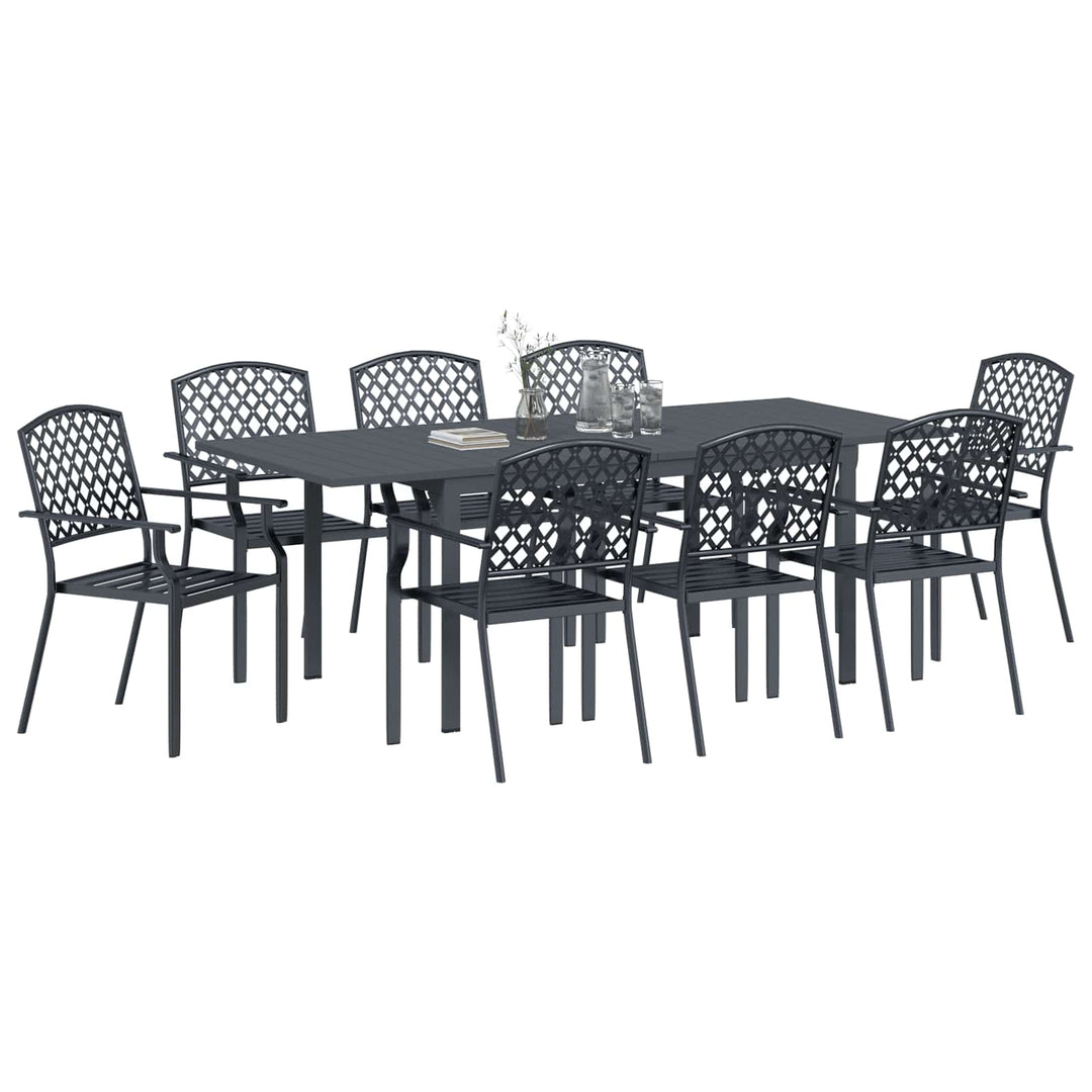 Trädgårdsmöbelset 9 Pcs Antracit Stål