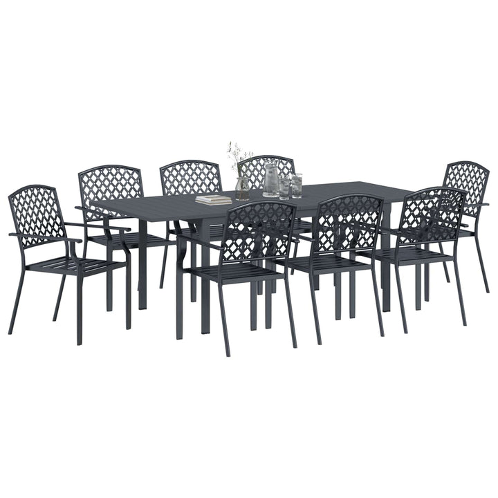 Trädgårdsmöbelset 9 Pcs Antracit Stål