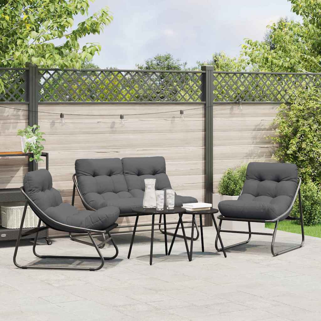 Trädgårdsmöbelset 5 Pcs Svart Stål