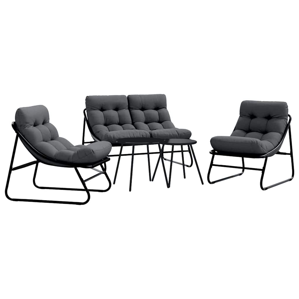 Trädgårdsmöbelset 5 Pcs Svart Stål