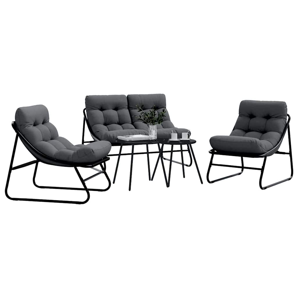 Trädgårdsmöbelset 5 Pcs Svart Stål