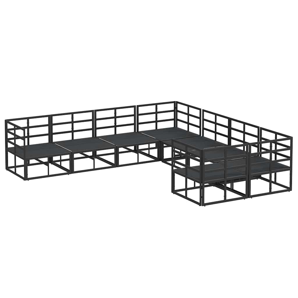 Trädgårdsoffset Med Kudde 8 Pcs Svart Stål