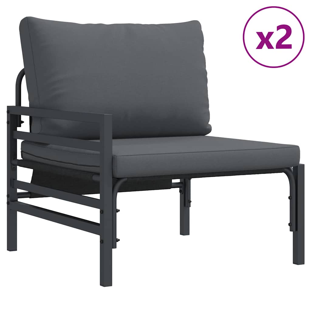 Trädgårdsoffset Med Kudde 3 Pcs Svart Stål