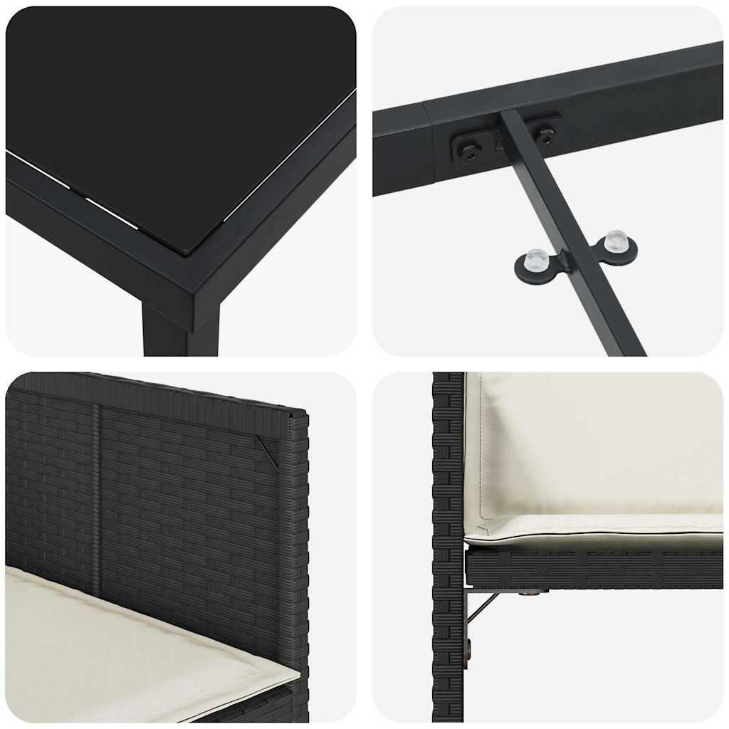 Trädgårdsmöbelset 5 Pcs Svart Konstrotting