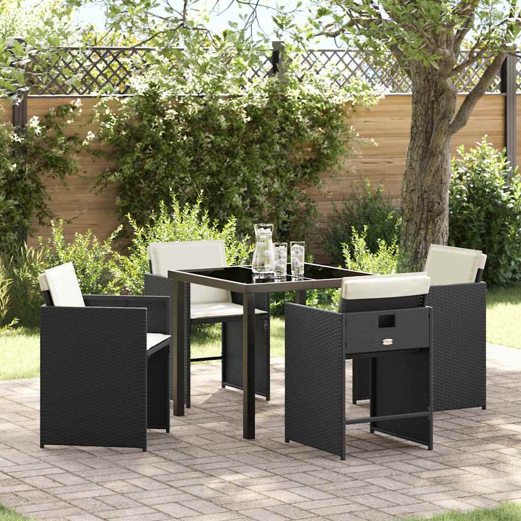 Trädgårdsmöbelset 5 Pcs Svart Konstrotting