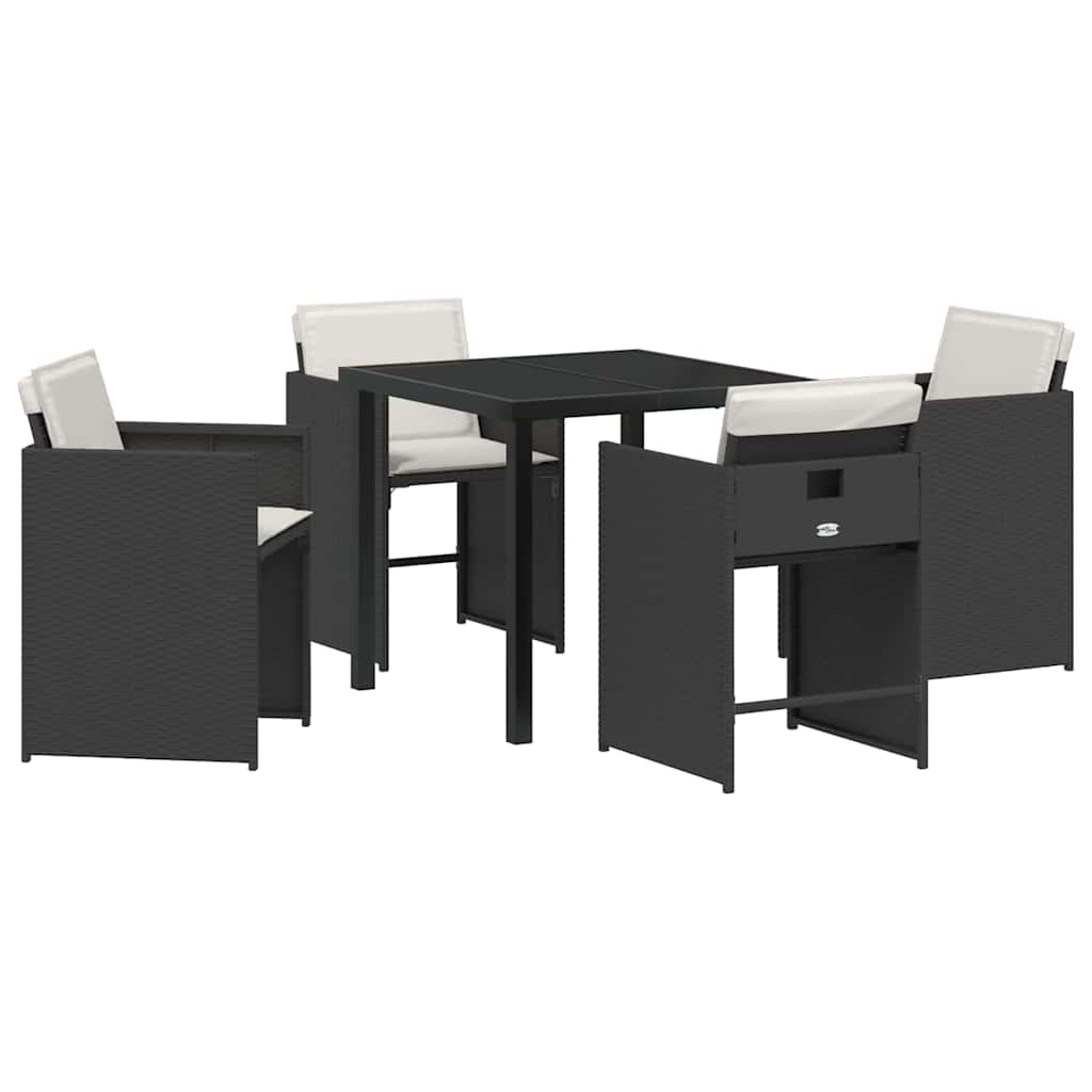 Trädgårdsmöbelset 5 Pcs Svart Konstrotting