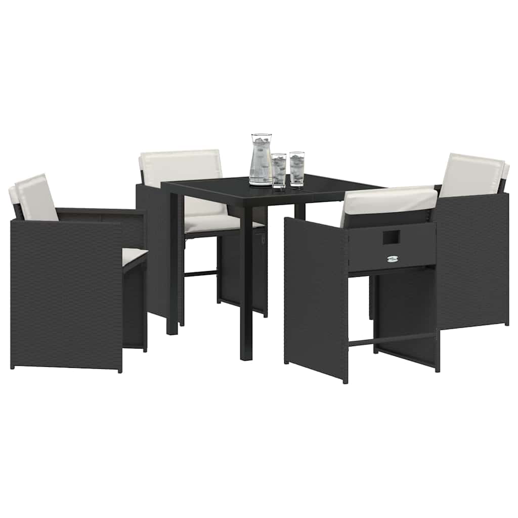 Trädgårdsmöbelset 5 Pcs Svart Konstrotting