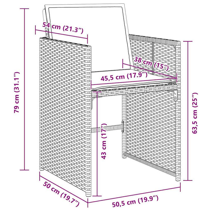 Trädgårdsmöbelset 5 Pcs Svart Konstrotting