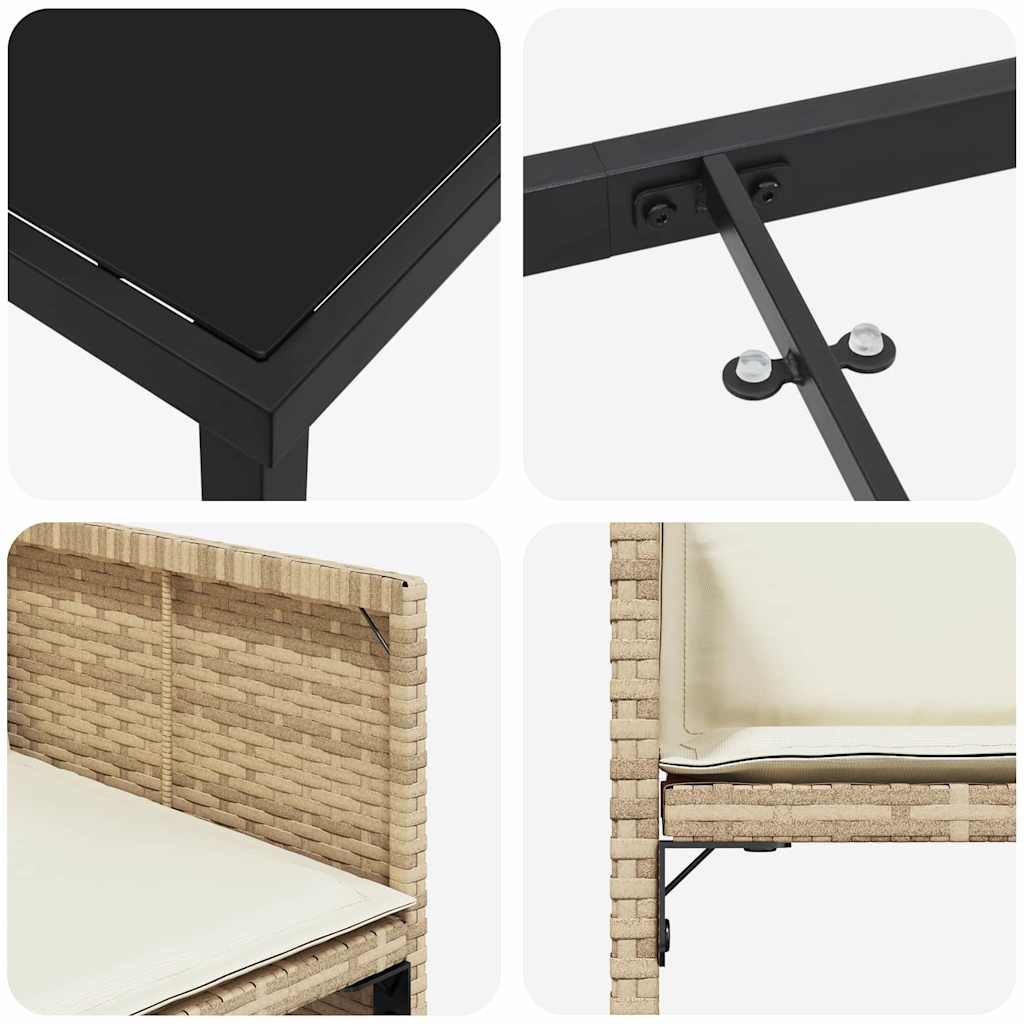 Trädgårdsmöbelset 5 St Beige Konstrotting