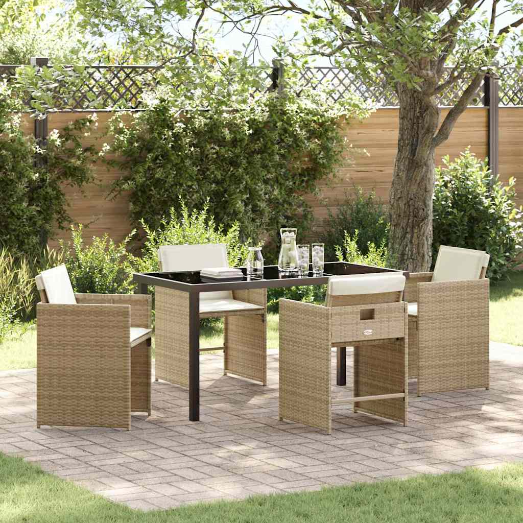 Trädgårdsmöbelset 5 St Beige Konstrotting