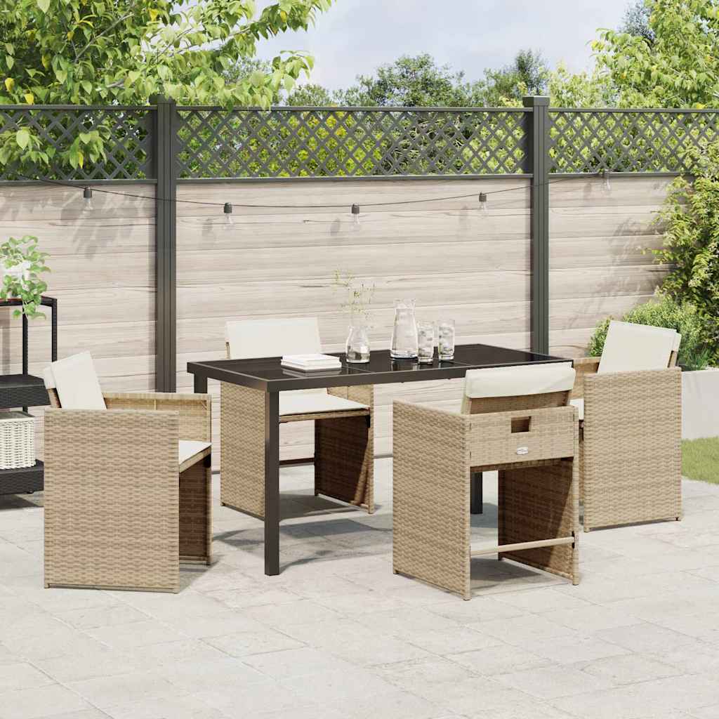 Trädgårdsmöbelset 5 St Beige Konstrotting