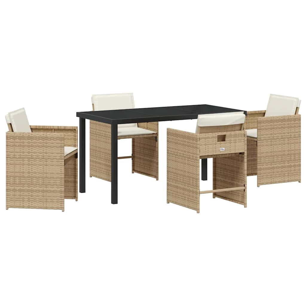 Trädgårdsmöbelset 5 St Beige Konstrotting