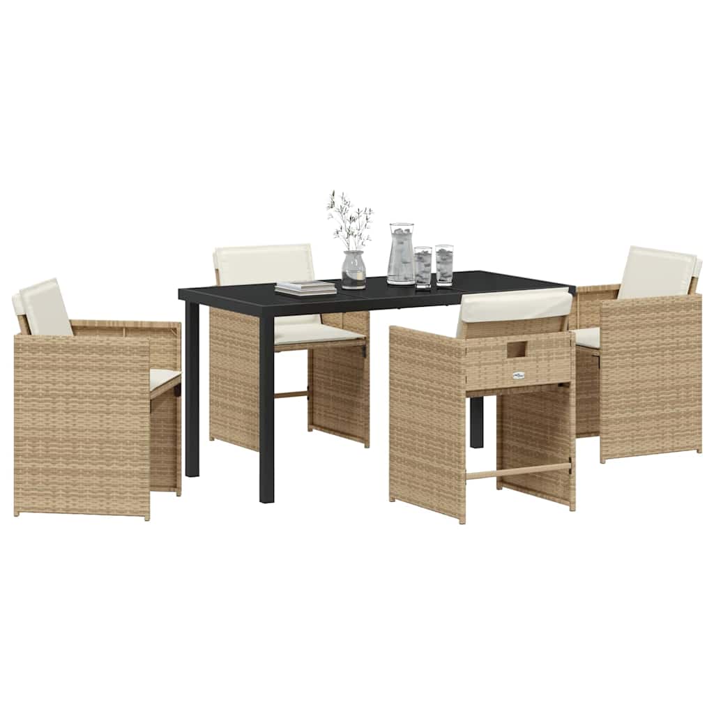 Trädgårdsmöbelset 5 St Beige Konstrotting