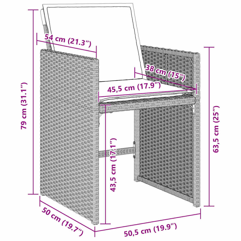 Trädgårdsmöbelset 5 Pcs Ljusgrå Konstrotting