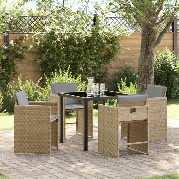 Trädgårdsmöbelset 5 Pcs Beige Konstrotting