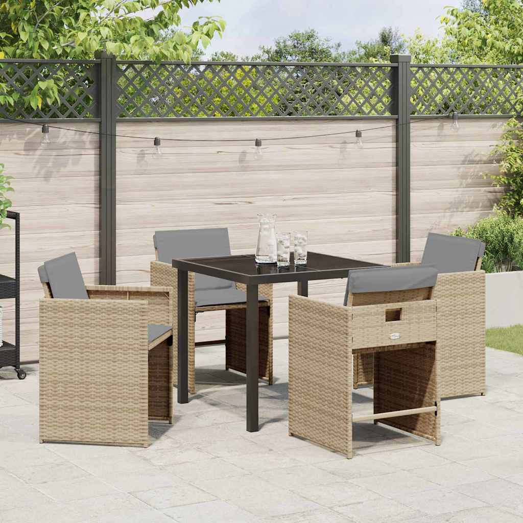 Trädgårdsmöbelset 5 Pcs Beige Konstrotting