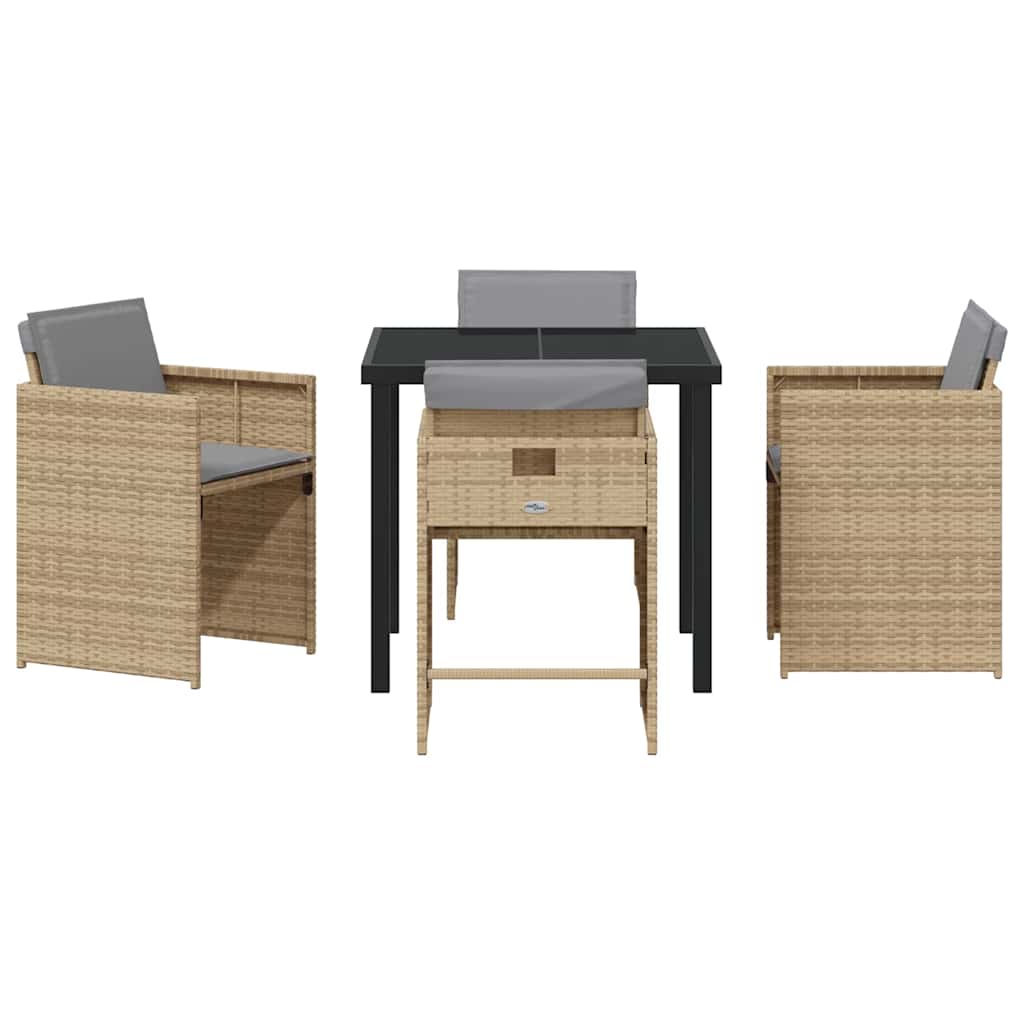 Trädgårdsmöbelset 5 Pcs Beige Konstrotting