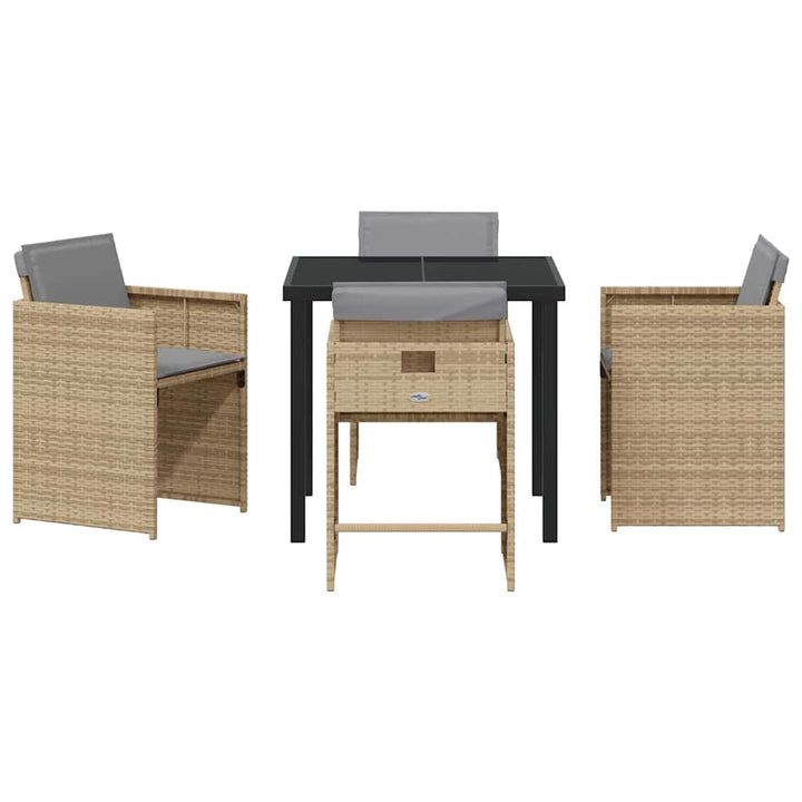 Trädgårdsmöbelset 5 Pcs Beige Konstrotting