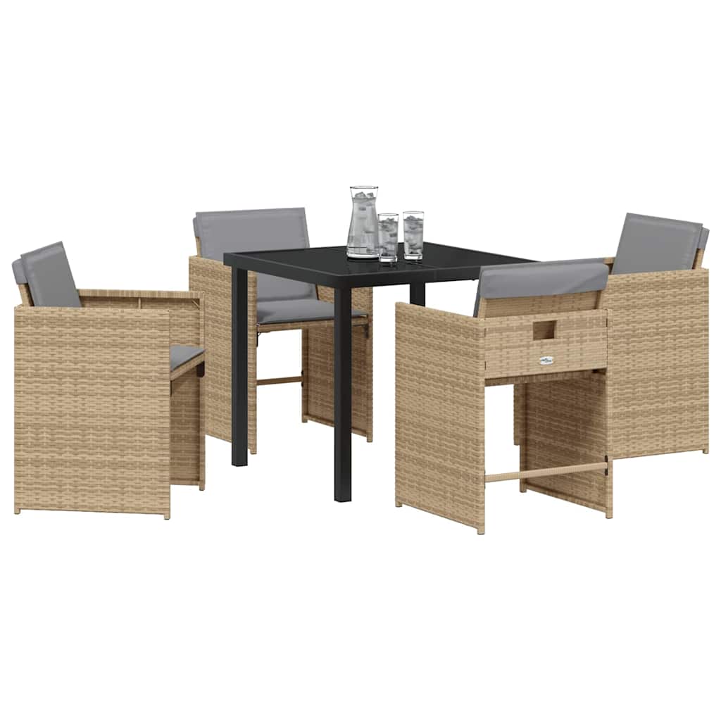 Trädgårdsmöbelset 5 Pcs Beige Konstrotting