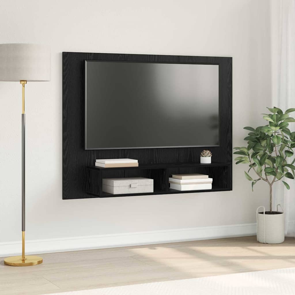 Tv-Bänkset Svart Ek 120 X 23,5 X 90 Cm Konstruerat Trä