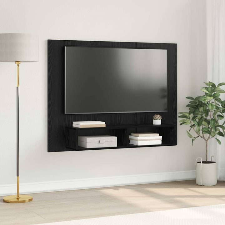 Tv-Bänkset Svart Ek 120 X 23,5 X 90 Cm Konstruerat Trä