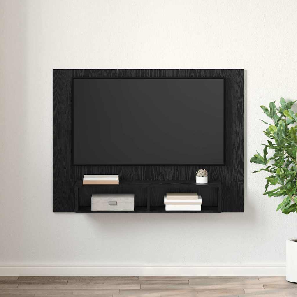 Tv-Bänkset Svart Ek 120 X 23,5 X 90 Cm Konstruerat Trä