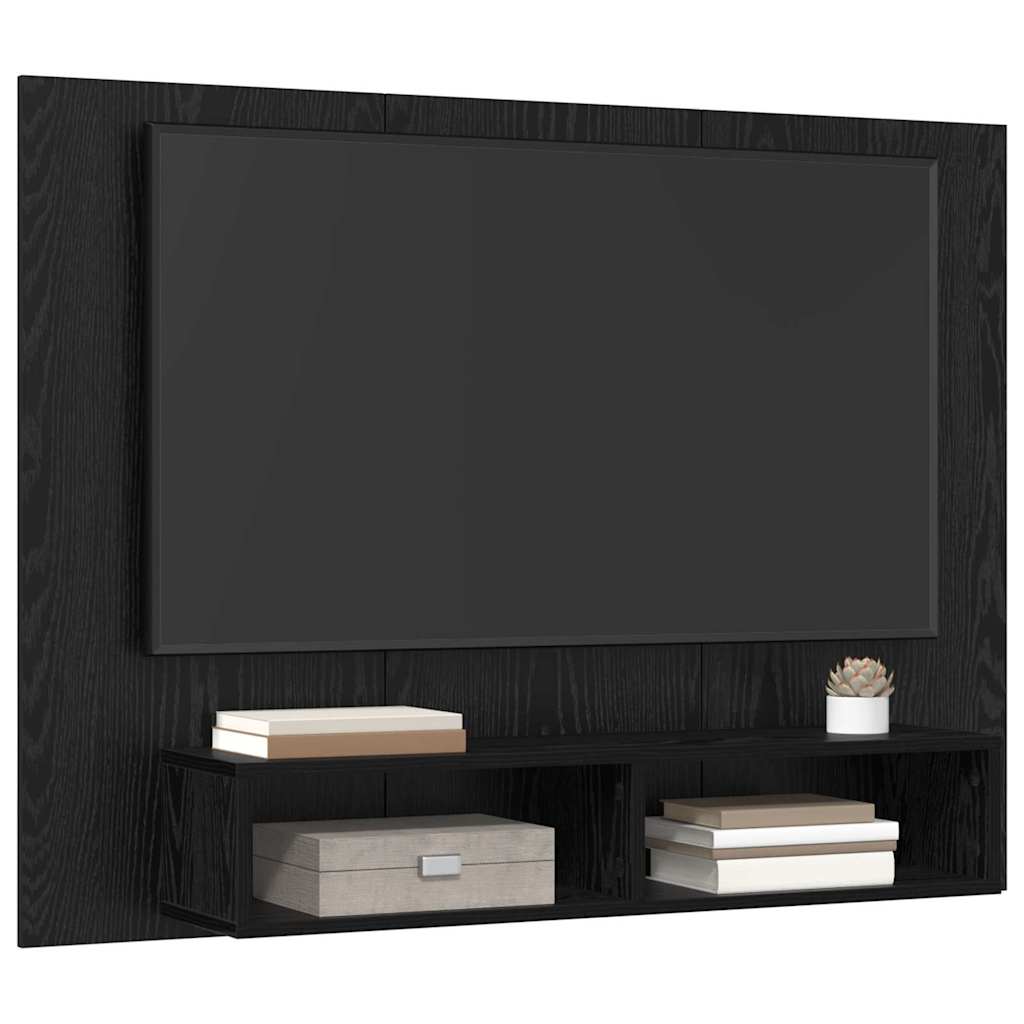 Tv-Bänkset Svart Ek 120 X 23,5 X 90 Cm Konstruerat Trä