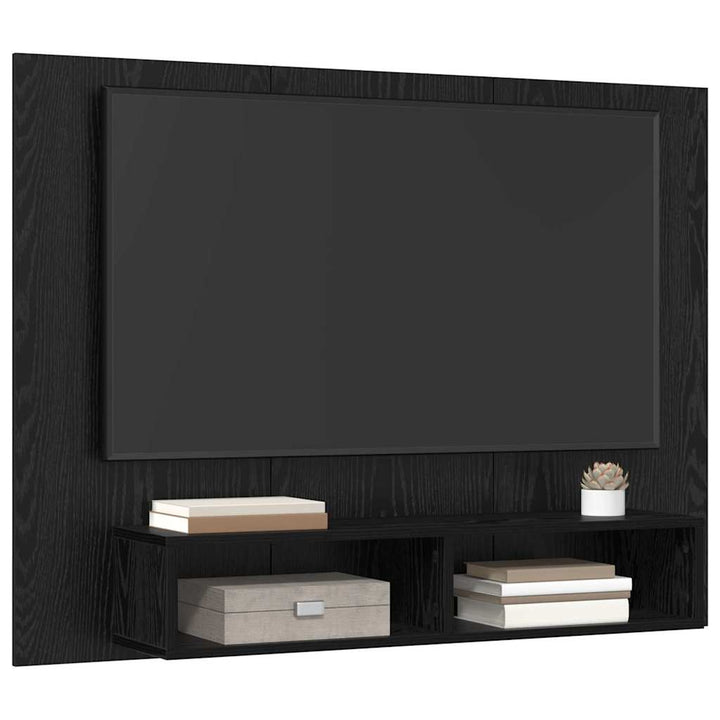 Tv-Bänkset Svart Ek 120 X 23,5 X 90 Cm Konstruerat Trä