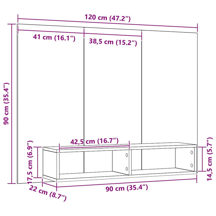 Tv-Bänkset Svart Ek 120 X 23,5 X 90 Cm Konstruerat Trä