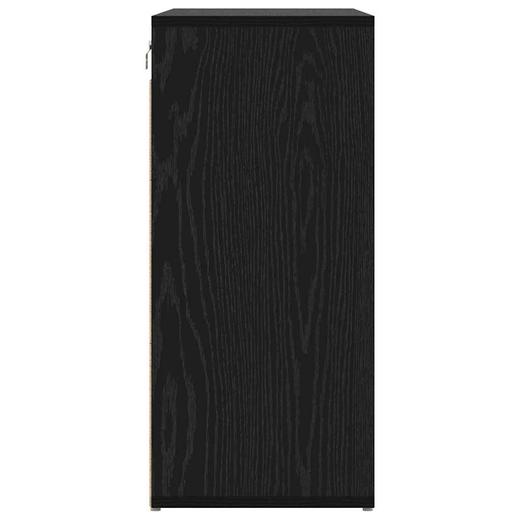 Skoskåp 77,5 X 30 X 67 Cm Konstruerat Trä Svart Ek