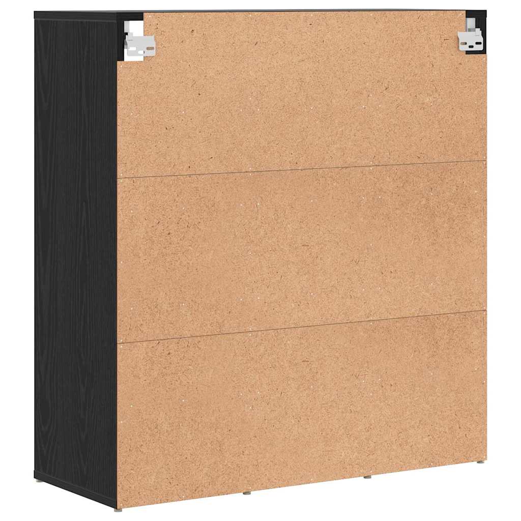 Skoskåp 77,5 X 30 X 83,5 Cm Konstruerat Trä Svart Ek