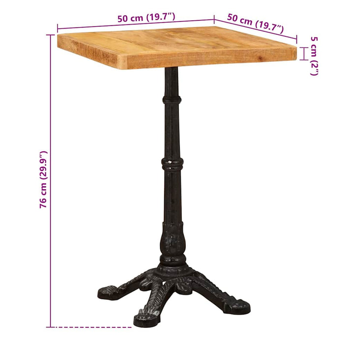 Bistrobord Brun 50 X 50 X 76 Cm Massivt Mangoträ