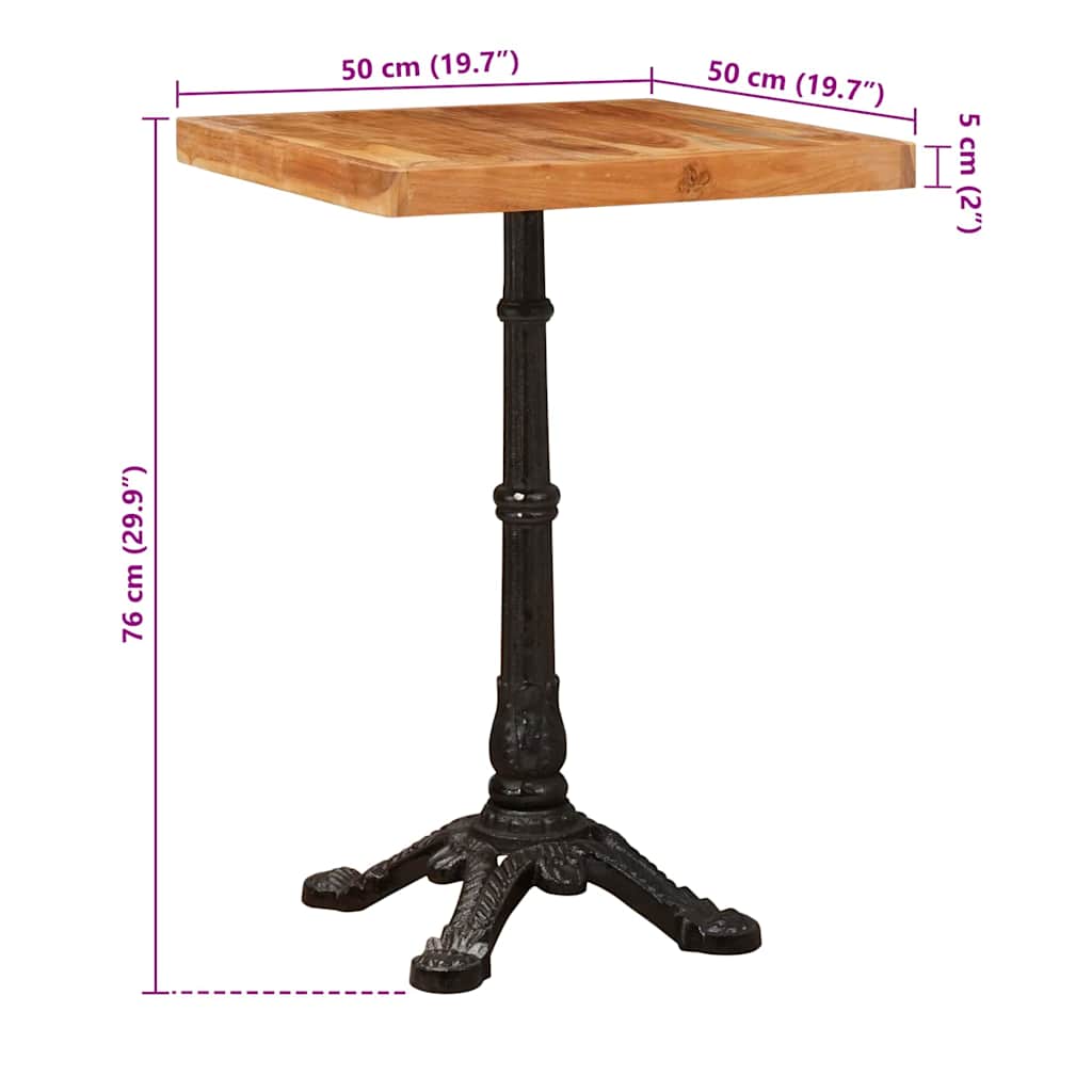Bistrobord Brun 50 X 50 X 76 Cm Massivt Akaciaträ