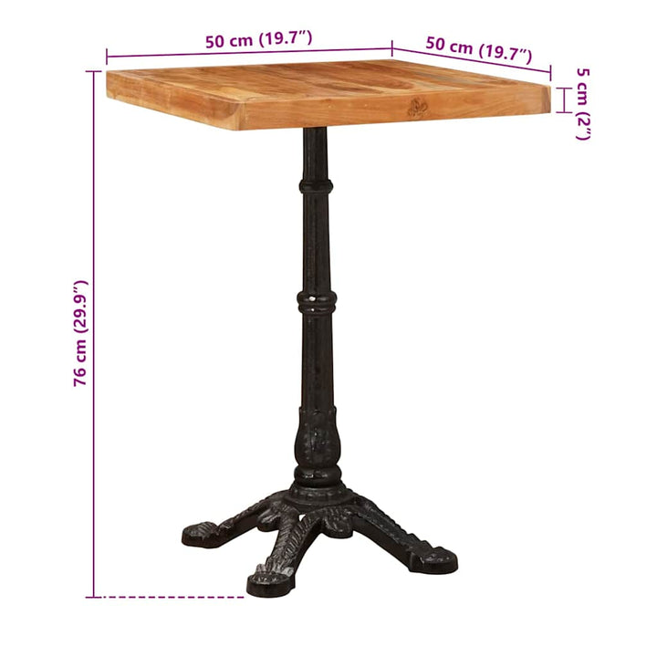 Bistrobord Brun 50 X 50 X 76 Cm Massivt Akaciaträ