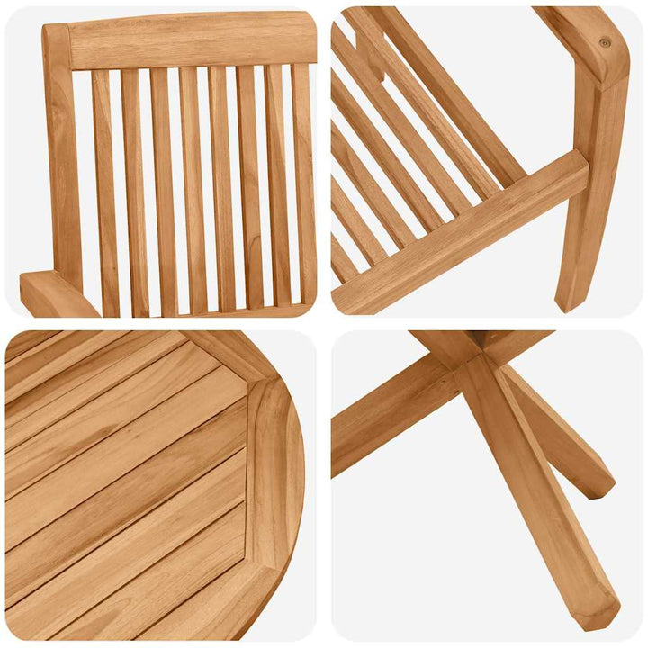 Trädgårdsmöbelset 5 Pcs Naturfärg Massivt Akaciaträ