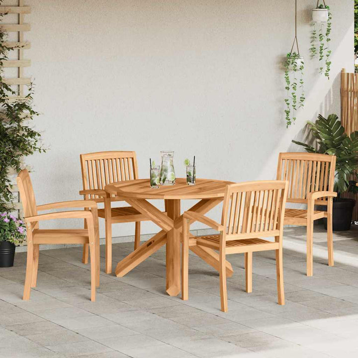 Trädgårdsmöbelset 5 Pcs Naturfärg Massivt Akaciaträ