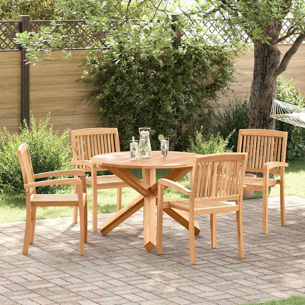 Trädgårdsmöbelset 5 Pcs Naturfärg Massivt Akaciaträ