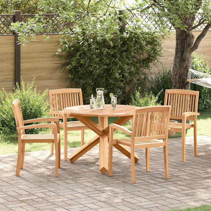 Trädgårdsmöbelset 5 Pcs Naturfärg Massivt Akaciaträ