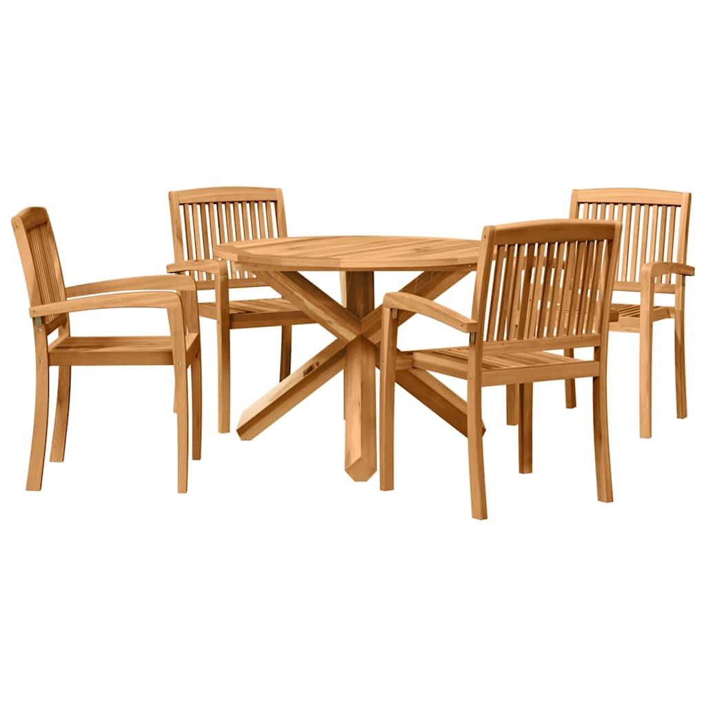 Trädgårdsmöbelset 5 Pcs Naturfärg Massivt Akaciaträ