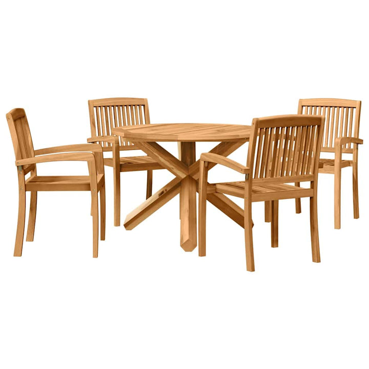Trädgårdsmöbelset 5 Pcs Naturfärg Massivt Akaciaträ