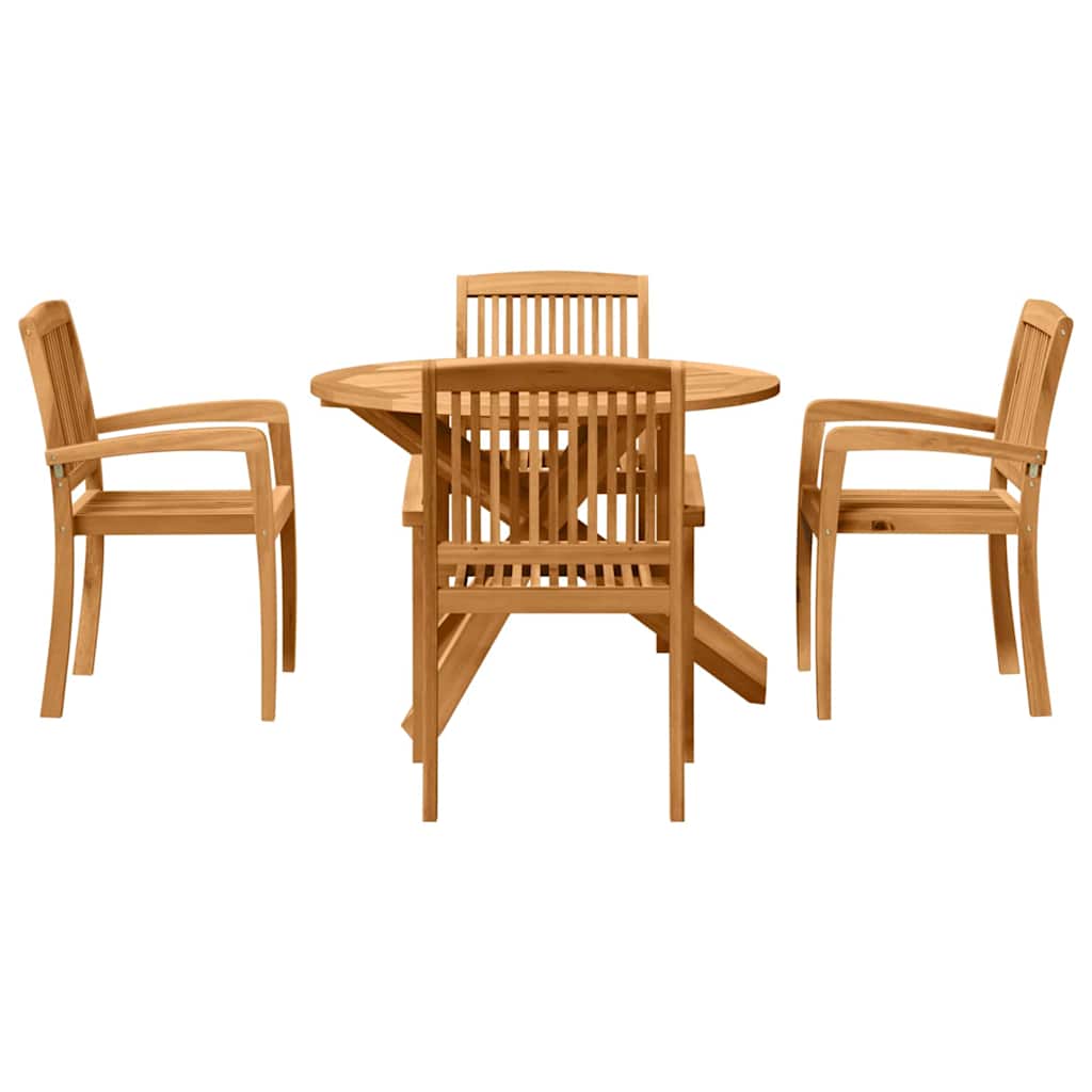 Trädgårdsmöbelset 5 Pcs Naturfärg Massivt Akaciaträ